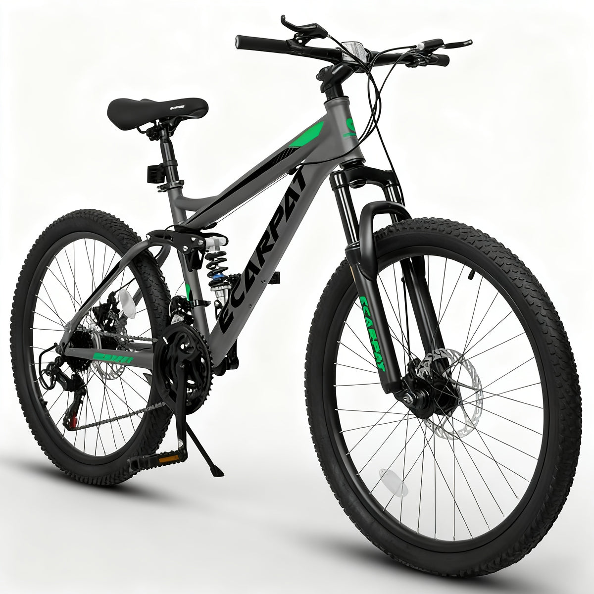 Mountain Bike for Men & Women, 26 Inch Wheels 21-Speed Full Suspension, Carbon Steel Frame, Disc Brakes