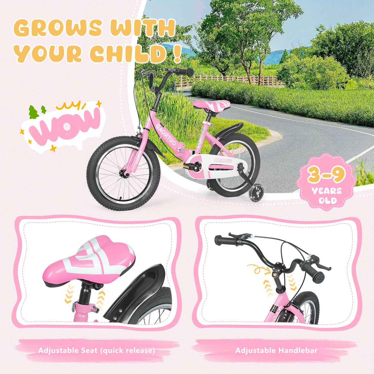 Kids Bike Child's Bike For Boys Girls Age 3-6 Years, 14 Inch Toddlers Bike Children's Bicycle With Training Wheels