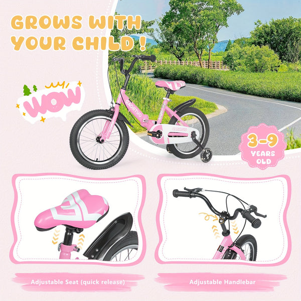 Kids Bike Child's Bike For Boys Girls Age 3-6 Years, 14 Inch Toddlers Bike Children's Bicycle With Training Wheels