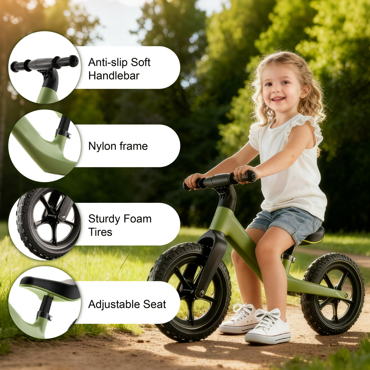Sturdy Balance Bike for Toddlers - Racing-Style Frame with Sturdy Wheels, No Battery Needed