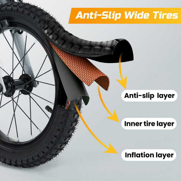 Grey and Orange 12\u002F14\u002F16 Inch Kids Bike with Training Wheels - Ideal Gift for Toddlers