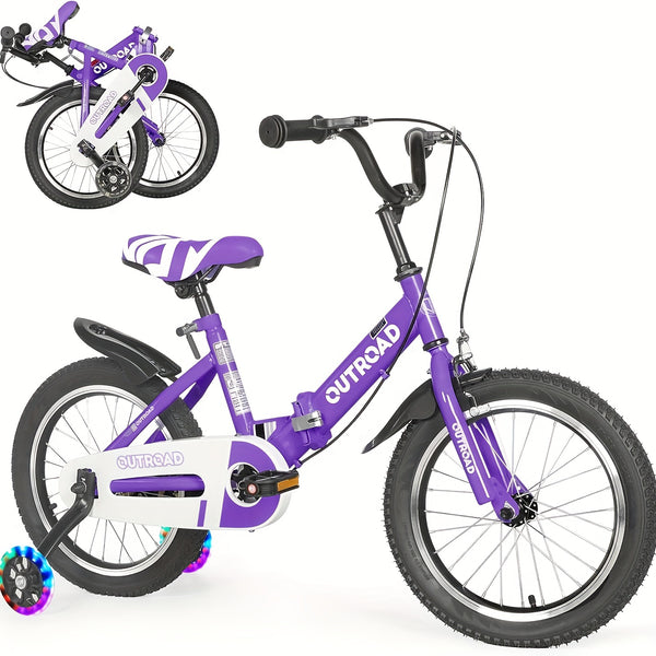 14\u002F16\u002F18 Inch Folding Bike with Training Wheels, Gifts for Boy&Girl Age 3-9 Yrs