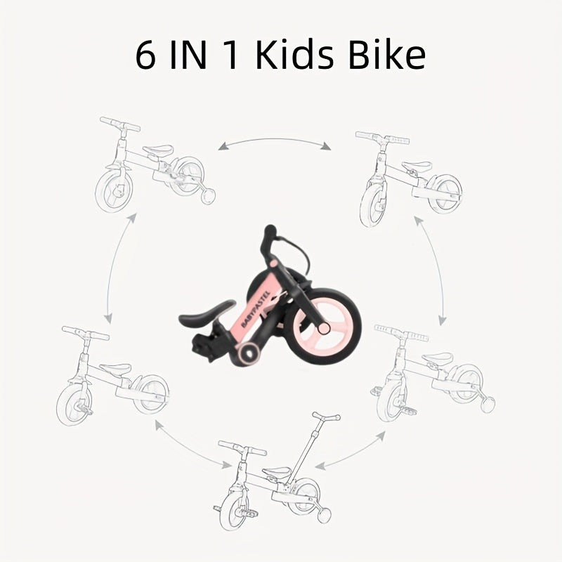 6-in-1 Folding Push Bikes for Boys & Girls - Training Wheels, Pedals, Brakes
