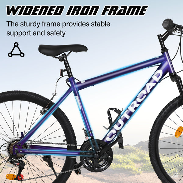 Hardtail Mountian Bikes With 7 Speeds Drivetrain For Adult\u002FYouth, 26 Inch Mens Womens MTB With Widened Frame