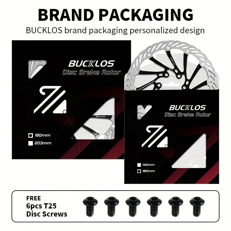 BUCKLOS G3 Bicycle Brake Rotors, 2pcs, 160\u002F180\u002F203mm, Stainless Steel, MTB Disc Brakes