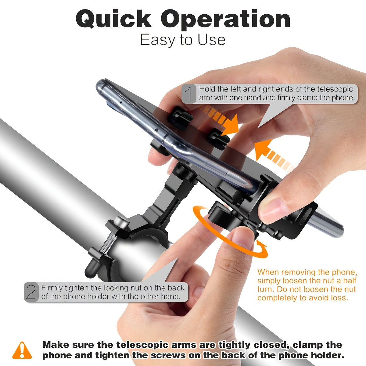 Tiakia Aluminum Alloy Bike Phone Mount, 360° Rotatable Universal Motorcycle Handlebar Phone Holder