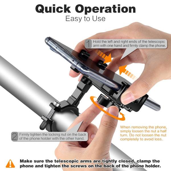 Tiakia Aluminum Alloy Bike Phone Mount, 360° Rotatable Universal Motorcycle Handlebar Phone Holder