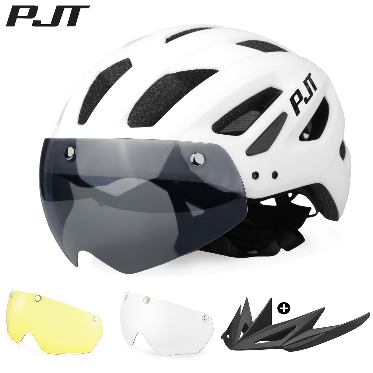 4-in-1 Bike Helmet PJT 4-in-1 Lightweight Bike Helmet | Detachable Visor & Shade, Adjustable Fit