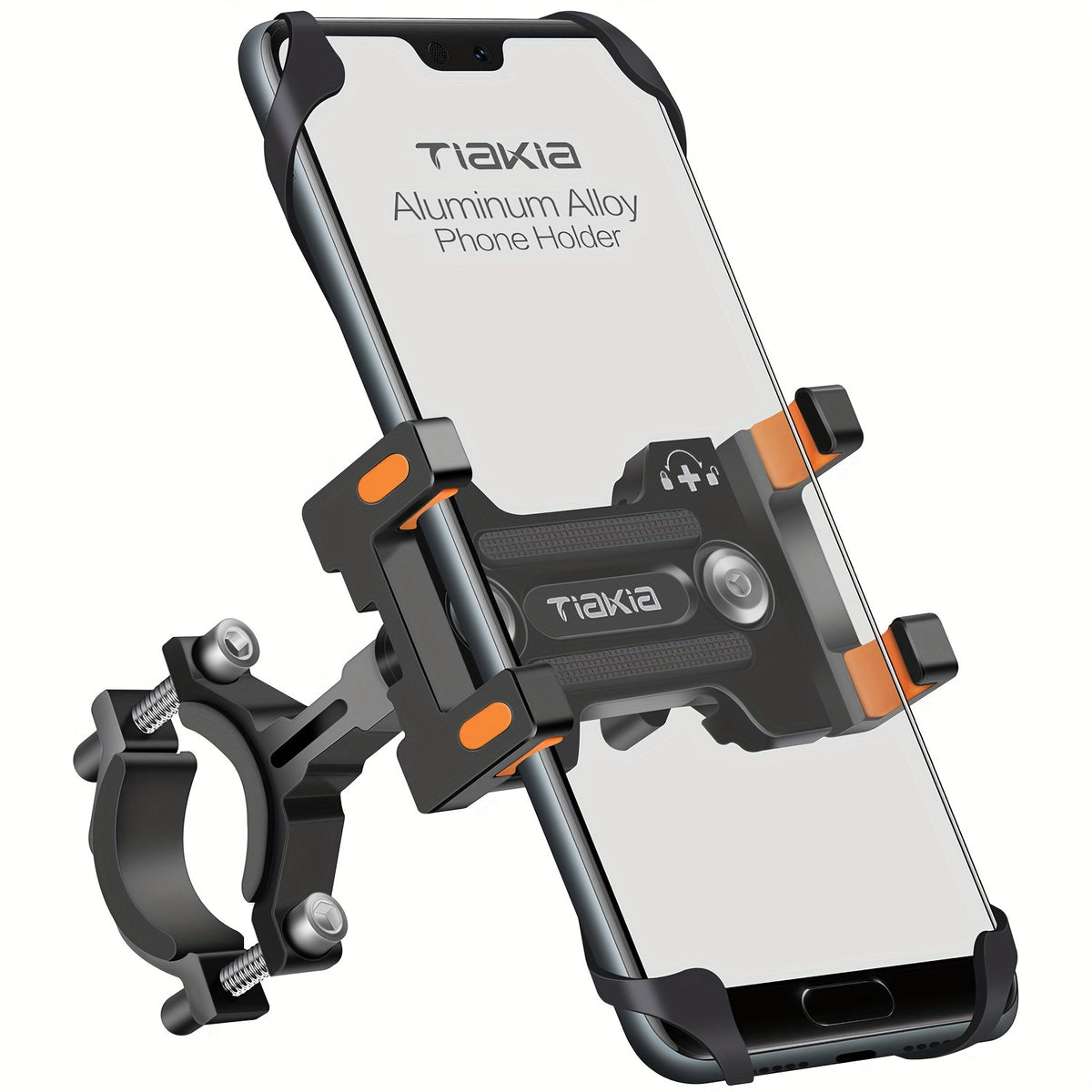 Tiakia Aluminum Alloy Bike Phone Mount, 360° Rotatable Universal Motorcycle Handlebar Phone Holder
