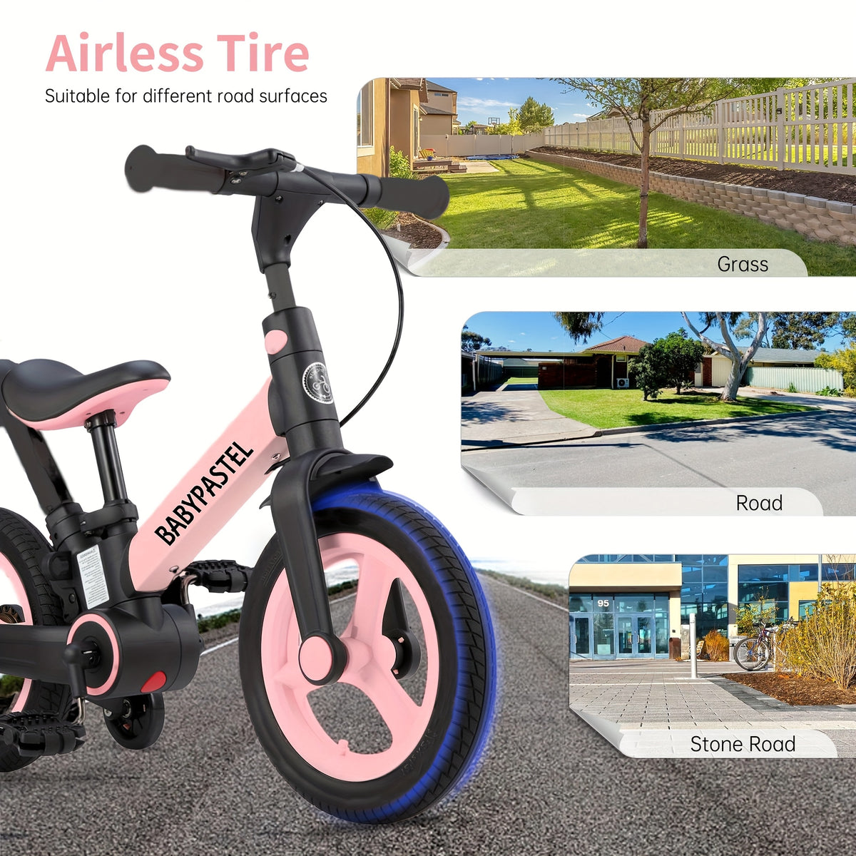 6-in-1 Folding Push Bikes for Boys & Girls - Training Wheels, Pedals, Brakes