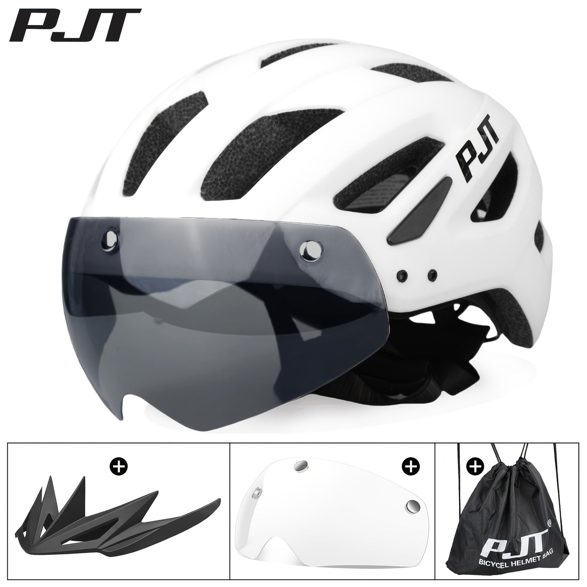 4-in-1 Bike Helmet PJT 4-in-1 Lightweight Bike Helmet | Detachable Visor & Shade, Adjustable Fit