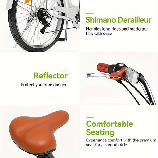 GreenScape 26 Inch Beach Cruiser Bicycle for Women- Comfortable Commute Bike with Adjustable Seat