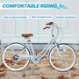 26-inch Urban Beach Bike, Bike With Basket, 7-speed Hybrid Commuter Bike With Cushioning, V-brakes