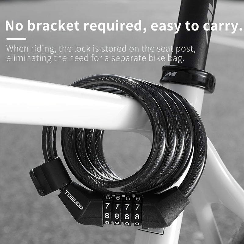 TOSUOD Anti-Theft 4-Digit Code Lock Bike Lock - Heavy-Duty Aluminum Alloy Chain Lock with 4-Digit Combination