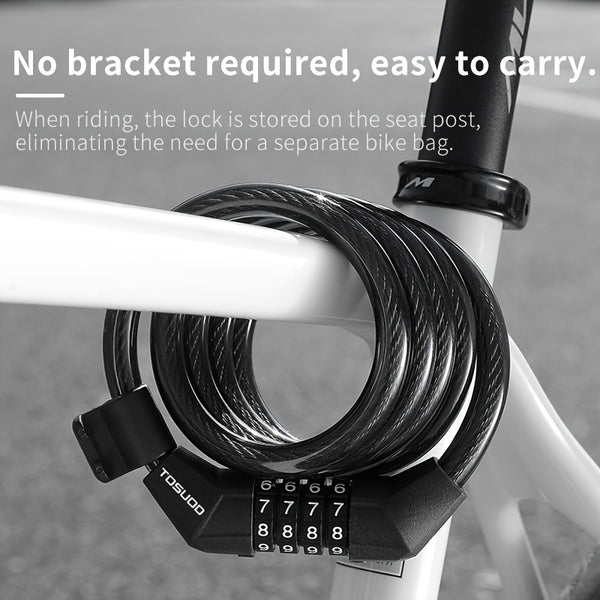 TOSUOD Anti-Theft 4-Digit Code Lock Bike Lock - Heavy-Duty Aluminum Alloy Chain Lock with 4-Digit Combination