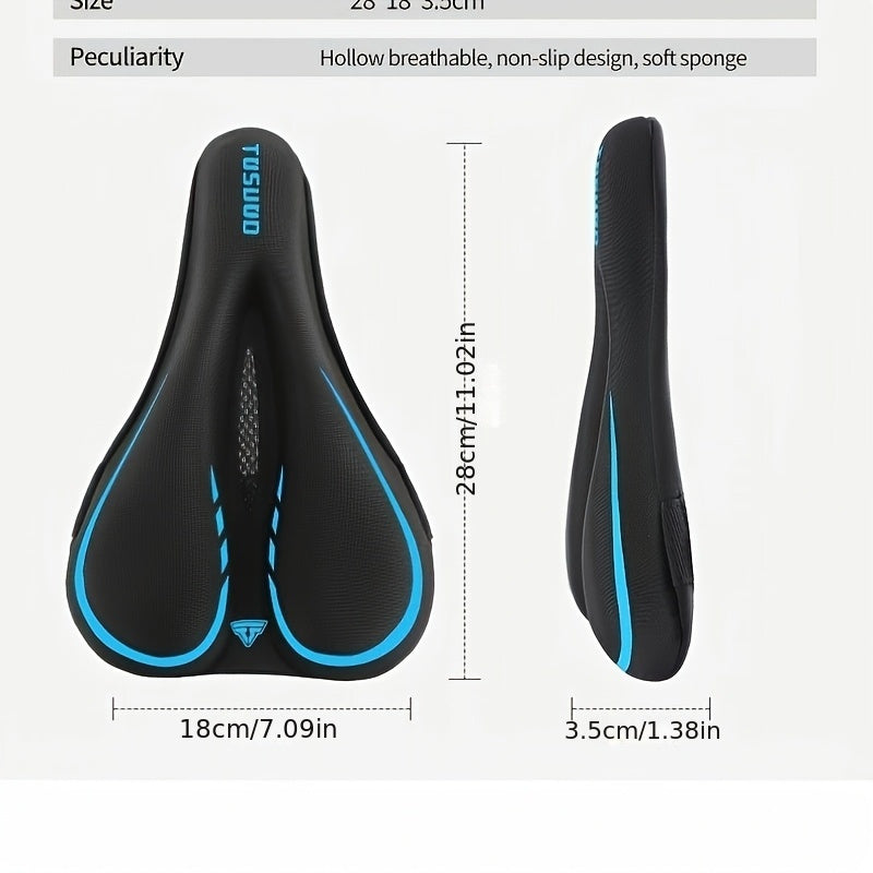 1pc TOSUOD Mountain Bike Seat Cover - Sponge-Filled, Breathable Perforated Design for Enhanced Comfort During Cycling