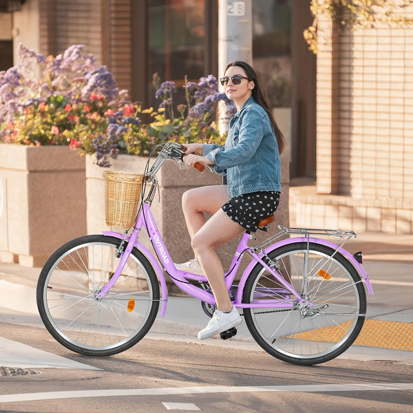 24\u002F26- Inch Beach Cruiser Bike For Women, Commute Bike With Adjustable Seat