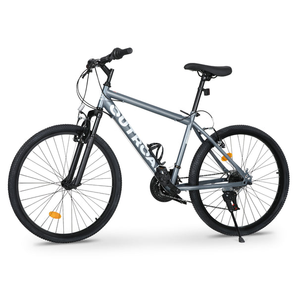 Hardtail Mountain Bike, Heavy-Duty Aluminum Construction, 7-Speed Drivetrain with V-Brakes & Disc Brakes