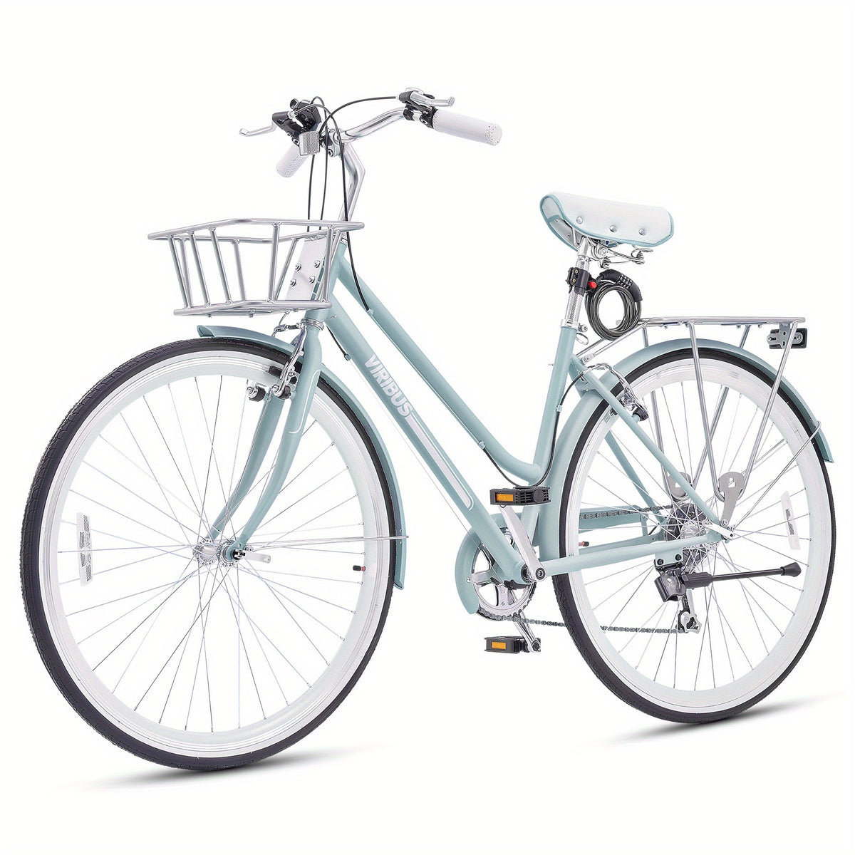 700C Womens Hybrid Bike Urban Commuter Bike 28-Inch, Mint Color, 7-Speed Hybrid with High-Carbon Steel Frame & V-Brakes