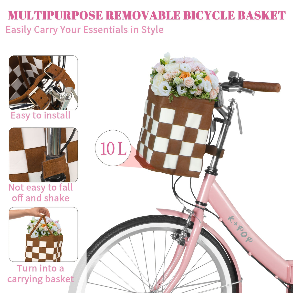 24-Inch Unisex Adult Bike with Front Basket & Lock, 7-Speed Aluminum City Bike, Low-Step Frame