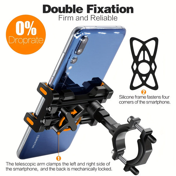 Tiakia Aluminum Alloy Bike Phone Mount, 360° Rotatable Universal Motorcycle Handlebar Phone Holder