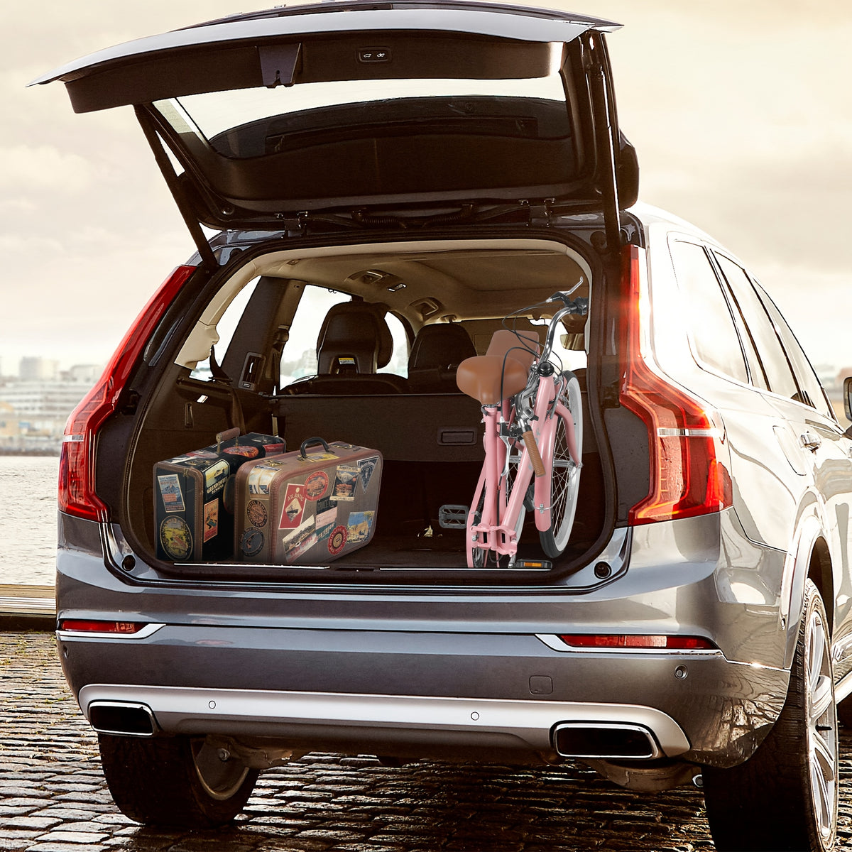 24-Inch Unisex Adult Bike with Front Basket & Lock, 7-Speed Aluminum City Bike, Low-Step Frame