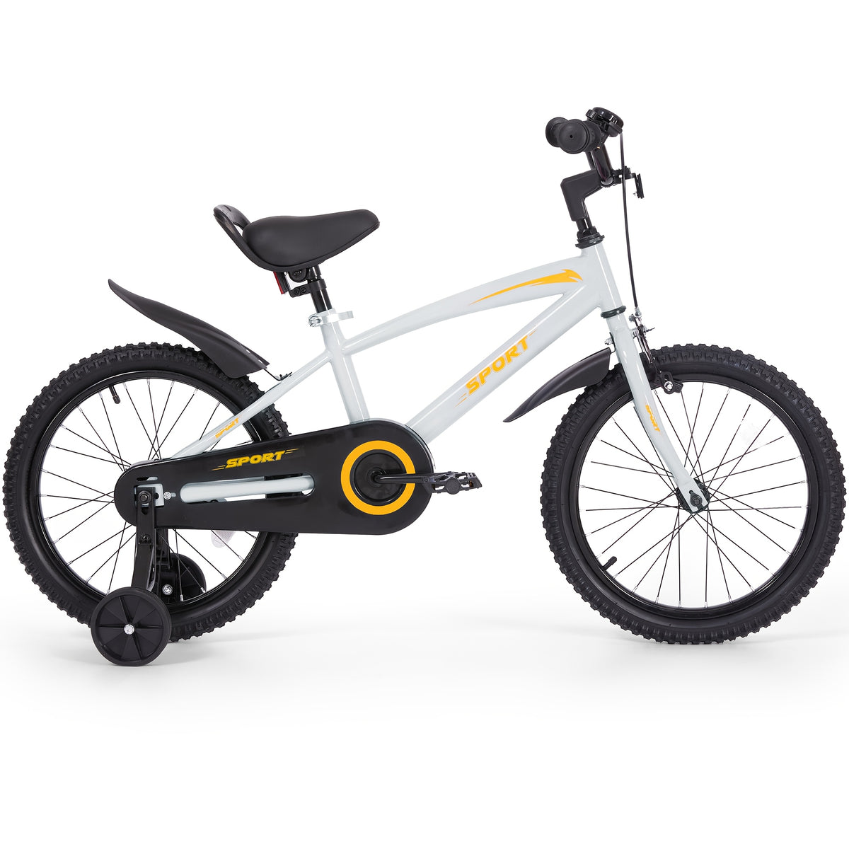 Grey and Orange 12\u002F14\u002F16 Inch Kids Bike with Training Wheels - Ideal Gift for Toddlers