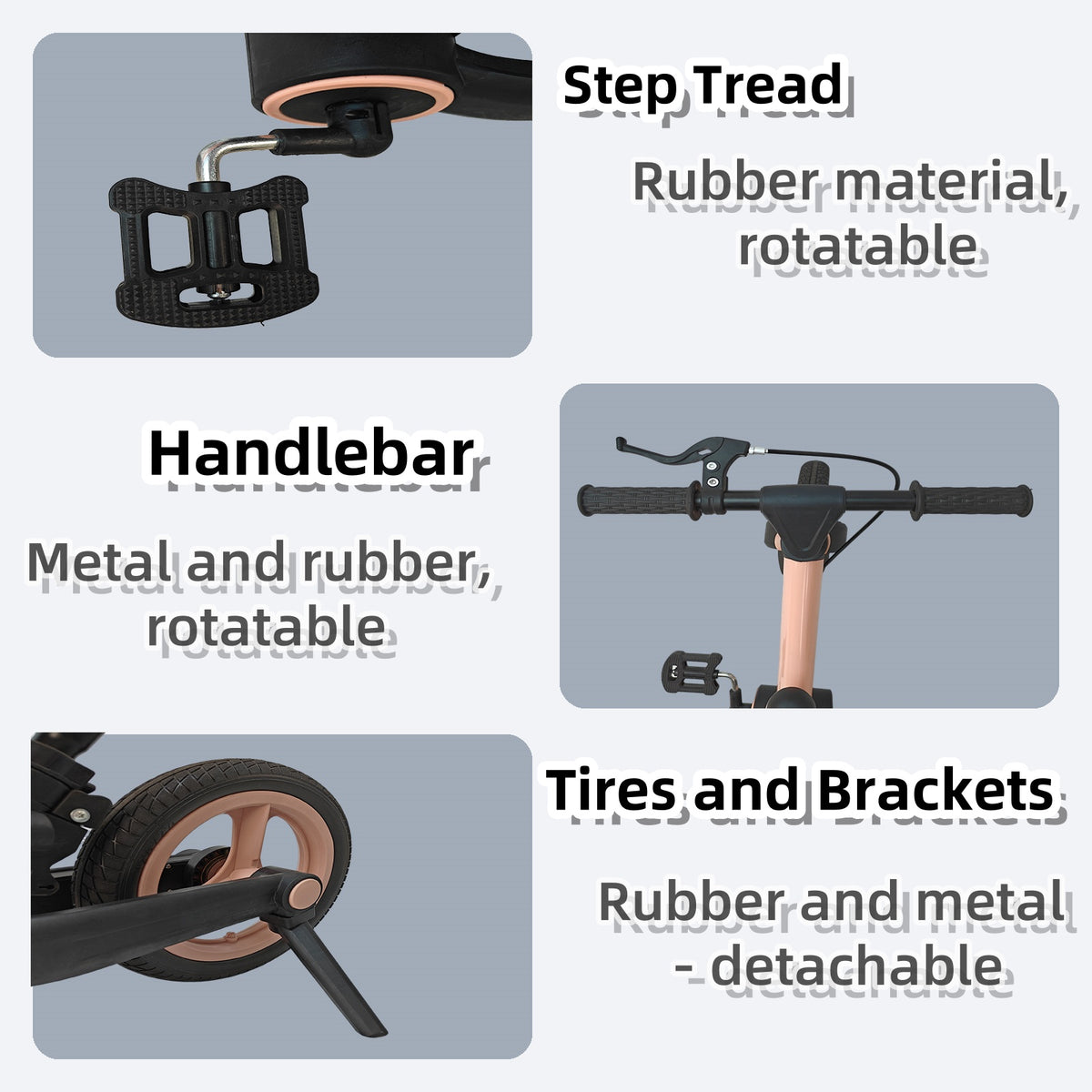 Pink 6-in-1 Balance Bike for Kids - Carbon Fiber Wheels, No Brakes Needed, Lightweight & Durable Design