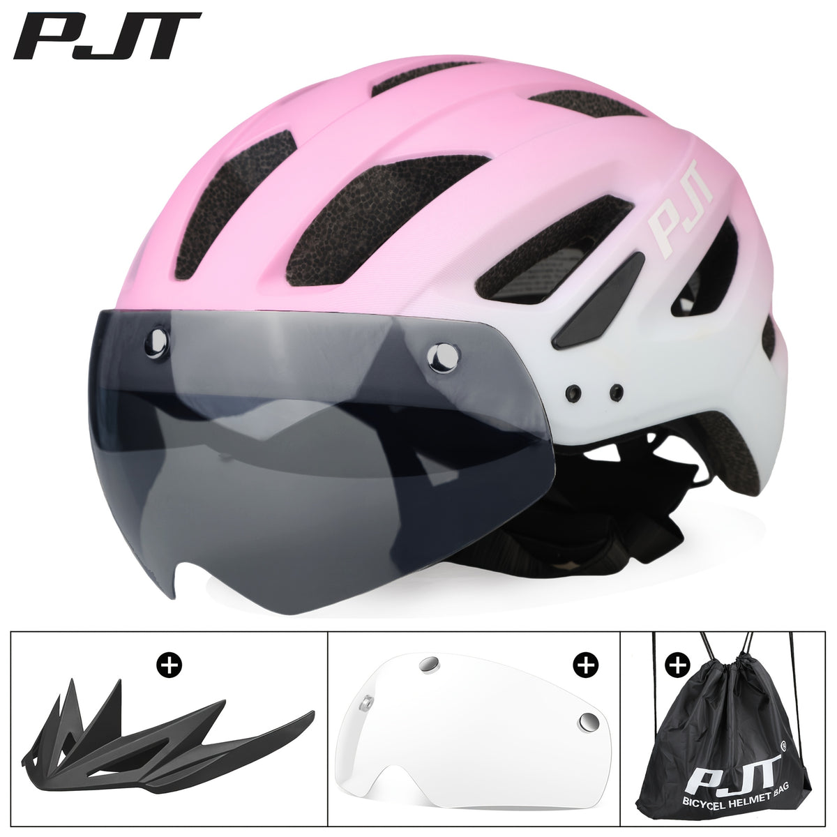 4-in-1 Bike Helmet PJT 4-in-1 Lightweight Bike Helmet | Detachable Visor & Shade, Adjustable Fit