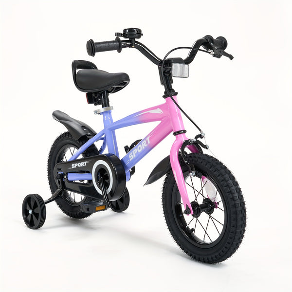 Grey and Orange 12\u002F14\u002F16 Inch Kids Bike with Training Wheels - Ideal Gift for Toddlers
