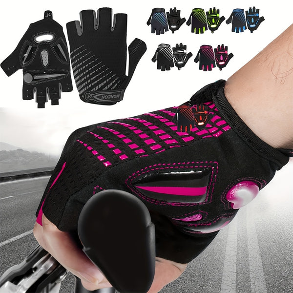 ROORUNS Cycling Gloves - Breathable Sports Gloves with 5mm Liquid Gel Pads, Adjustable Pull-On Closure