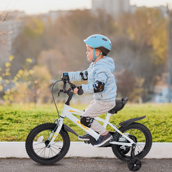 Grey and Orange 12\u002F14\u002F16 Inch Kids Bike with Training Wheels - Ideal Gift for Toddlers