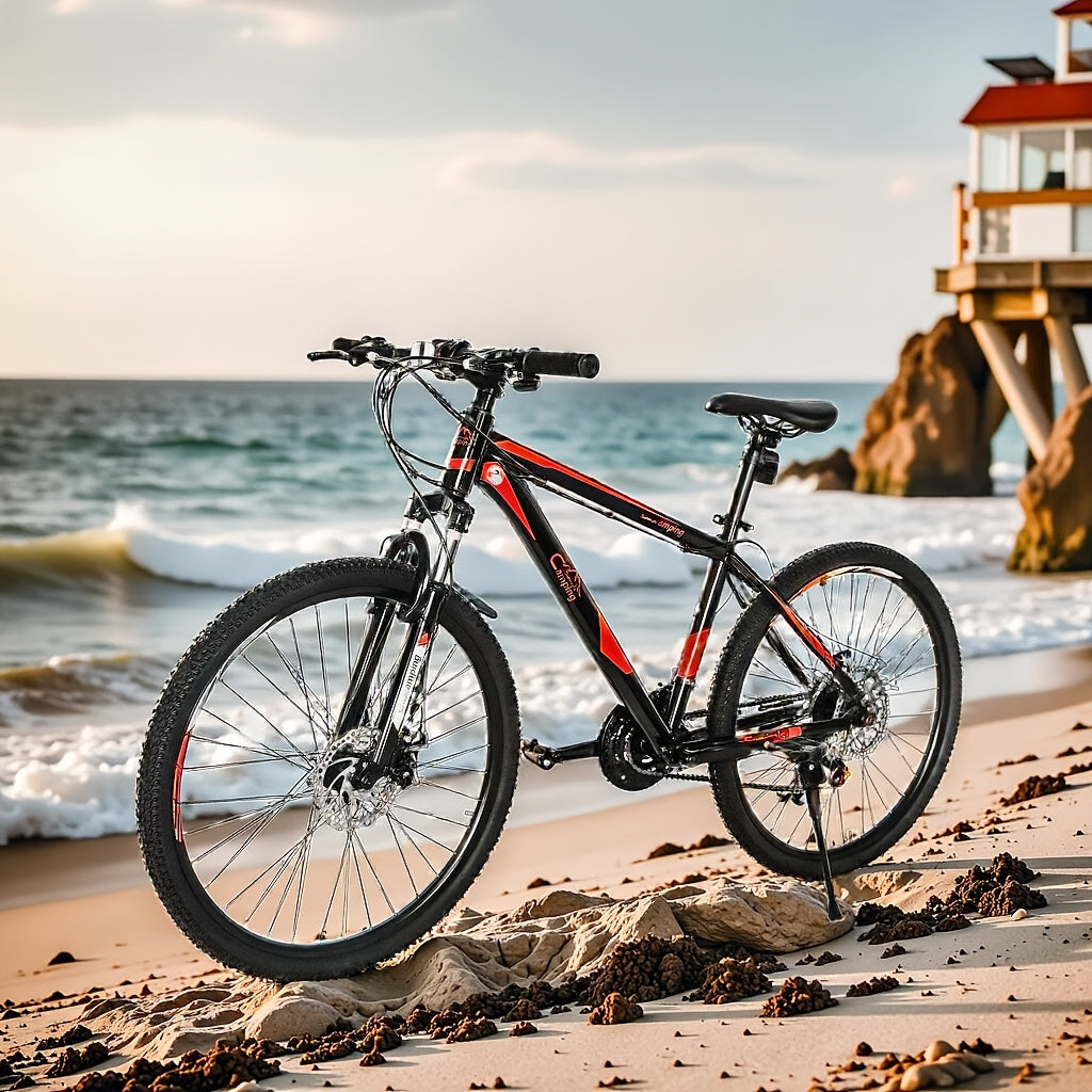 26 - Inch 21 - Speed Red & Black Mountain Bike - Double - Disc Brakes