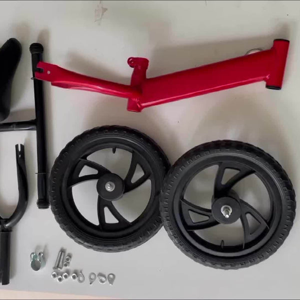 Kids Balance Bike & Tricycle for Boys & Girls - Red\u002FBlack Sturdy Plastic Frame, Low-Weight Rider-Friendly Design with Wide Base