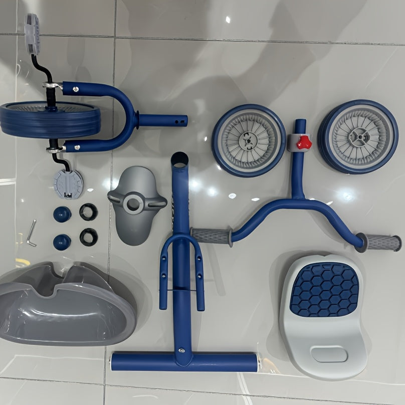 Kids' Tricycle with Anti-Tip Design, Dual Mode of Pedaling and Sliding, Iron Frame, No Brakes, Unisex