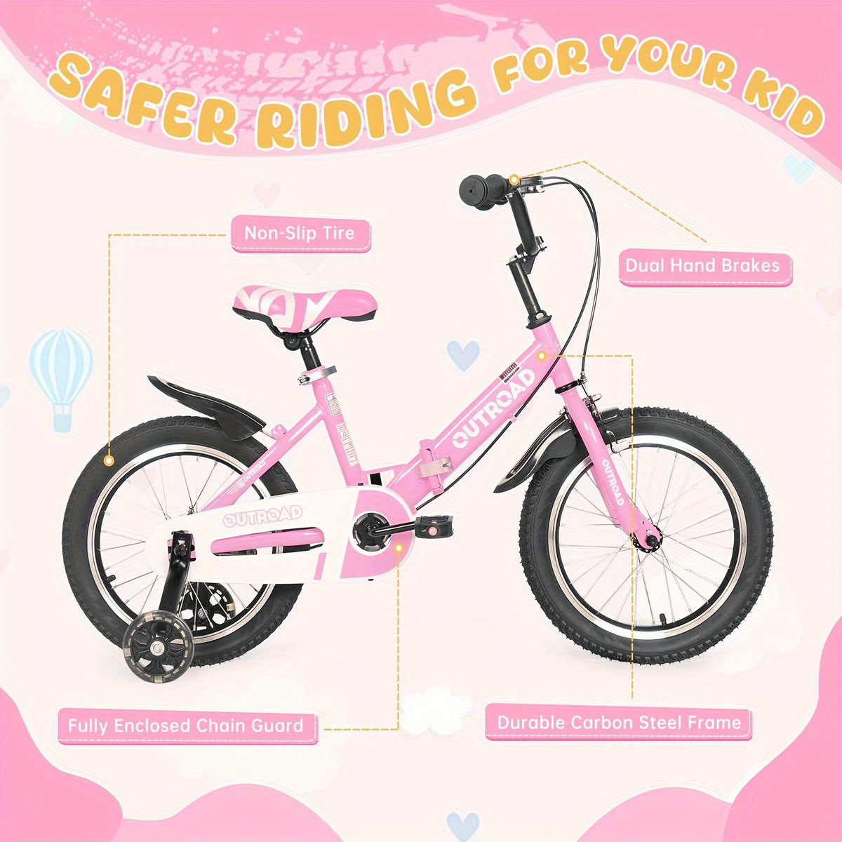 Kids Bike Child's Bike For Boys Girls Age 3-6 Years, 14 Inch Toddlers Bike Children's Bicycle With Training Wheels