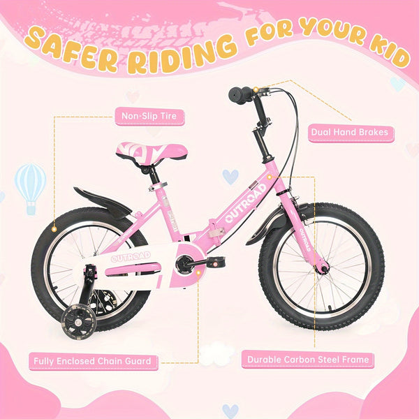 Kids Bike Child's Bike For Boys Girls Age 3-6 Years, 14 Inch Toddlers Bike Children's Bicycle With Training Wheels