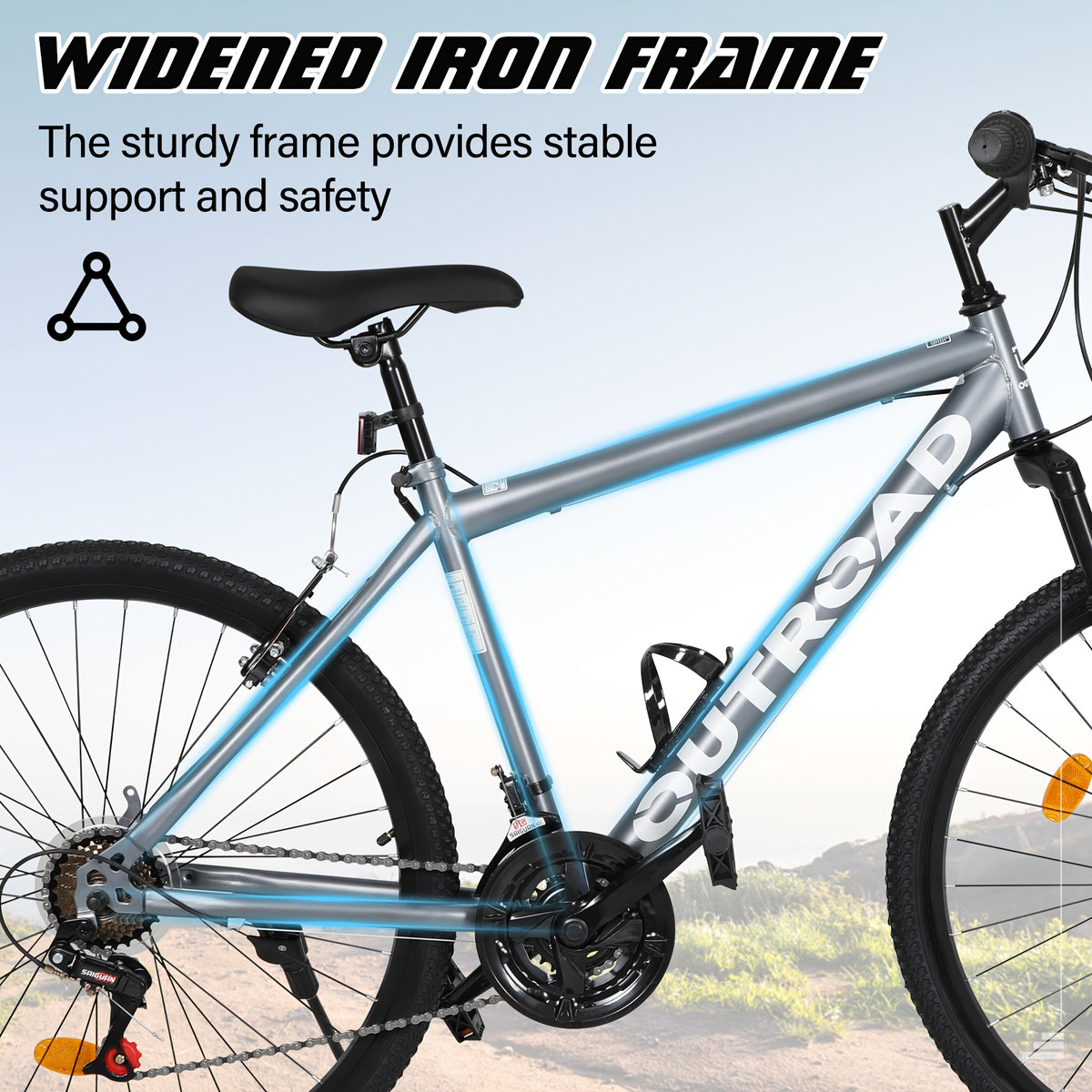 Hardtail Mountain Bike, Heavy-Duty Aluminum Construction, 7-Speed Drivetrain with V-Brakes & Disc Brakes