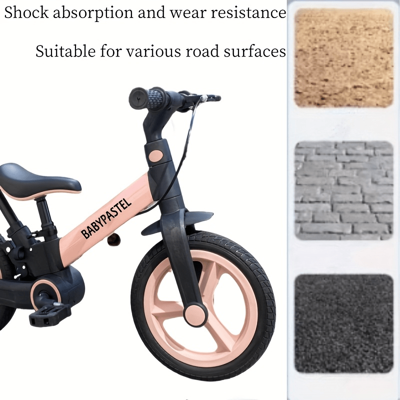 Pink 6-in-1 Balance Bike for Kids - Carbon Fiber Wheels, No Brakes Needed, Lightweight & Durable Design