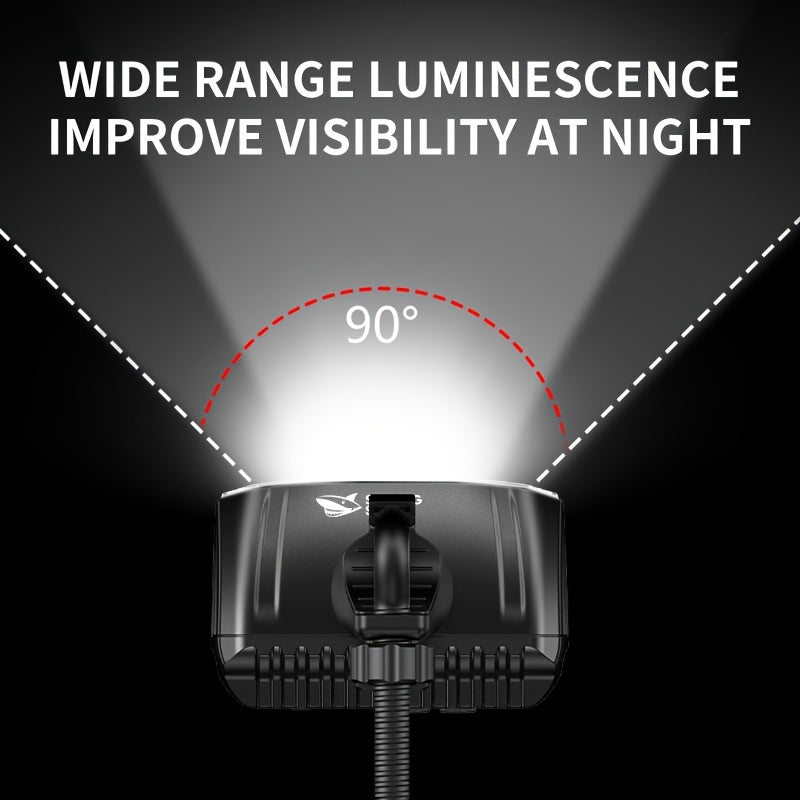 Smiling Shark Under-Mount Bike Light - Ultra-Bright LED Headlight, Rechargeable, 90° Adjustable Angle
