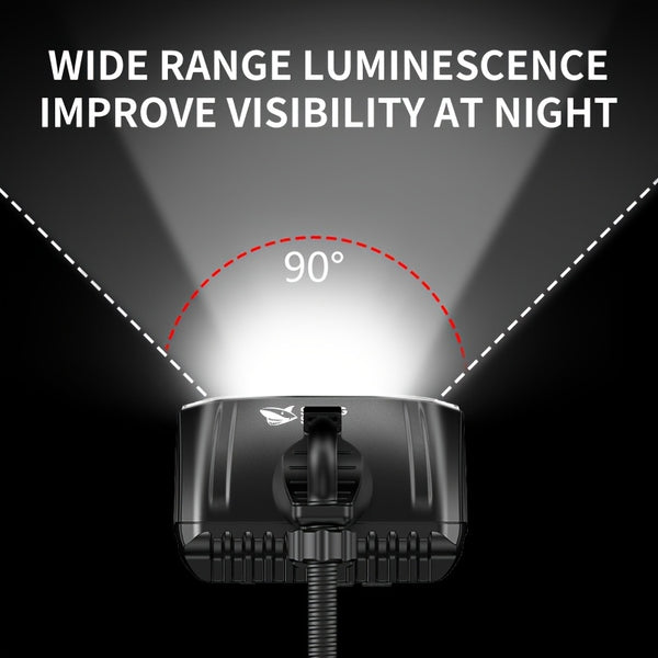Smiling Shark Under-Mount Bike Light - Ultra-Bright LED Headlight, Rechargeable, 90° Adjustable Angle