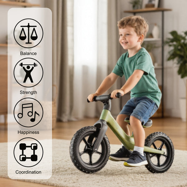 Sturdy Balance Bike for Toddlers - Racing-Style Frame with Sturdy Wheels, No Battery Needed