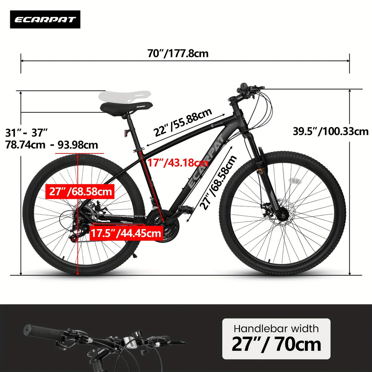 A2757 27 Inch Mountain Bike 21 Speed, Suspension Fork, Aluminum Frame Disc Brake