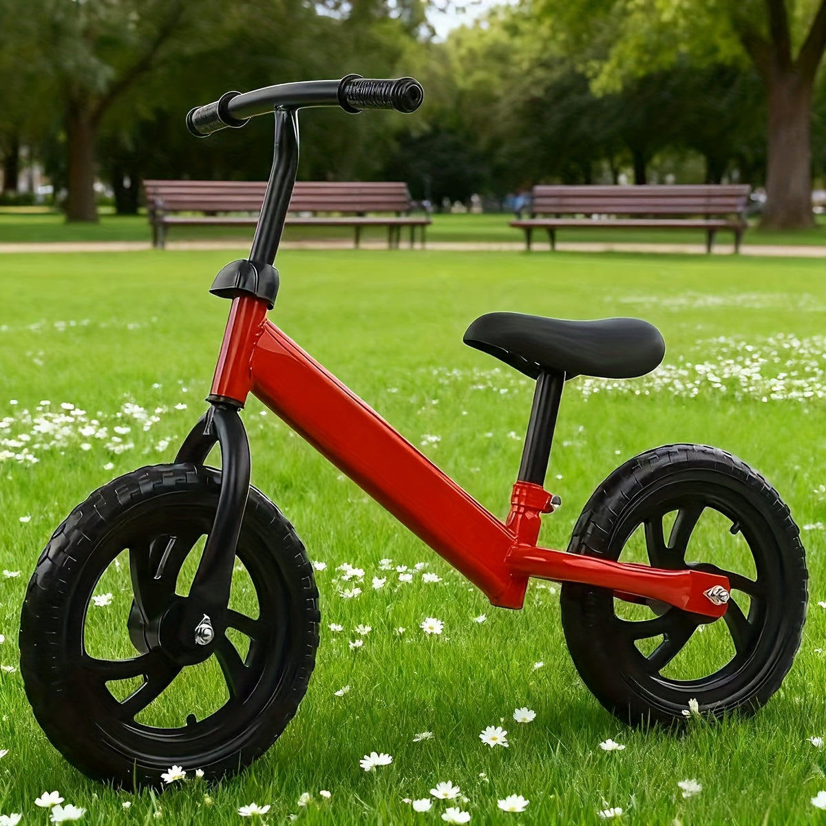 Kids Balance Bike & Tricycle for Boys & Girls - Red\u002FBlack Sturdy Plastic Frame, Low-Weight Rider-Friendly Design with Wide Base