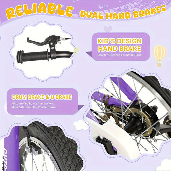 14\u002F16\u002F18 Inch Folding Bike with Training Wheels, Gifts for Boy&Girl Age 3-9 Yrs