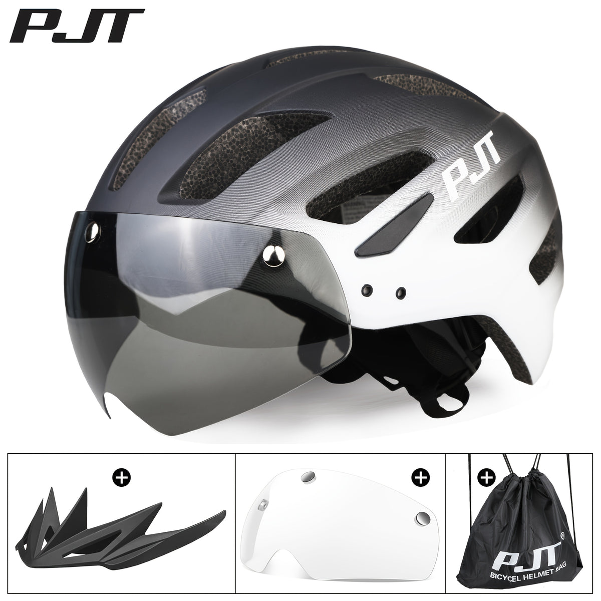 4-in-1 Bike Helmet PJT 4-in-1 Lightweight Bike Helmet | Detachable Visor & Shade, Adjustable Fit