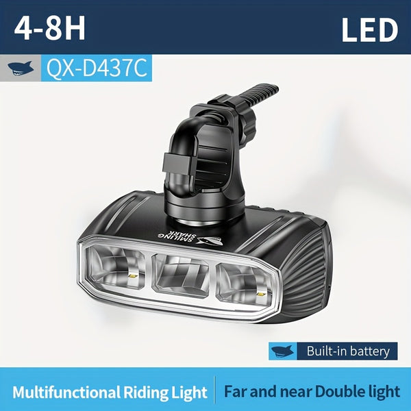 Smiling Shark Under-Mount Bike Light - Ultra-Bright LED Headlight, Rechargeable, 90° Adjustable Angle