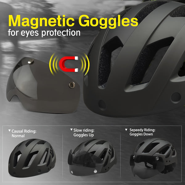 4-in-1 Bike Helmet PJT 4-in-1 Lightweight Bike Helmet | Detachable Visor & Shade, Adjustable Fit