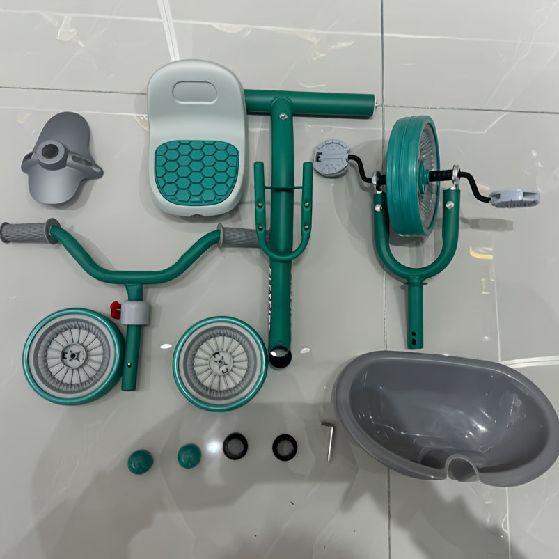 Kids' Tricycle with Anti-Tip Design, Dual Mode of Pedaling and Sliding, Iron Frame, No Brakes, Unisex