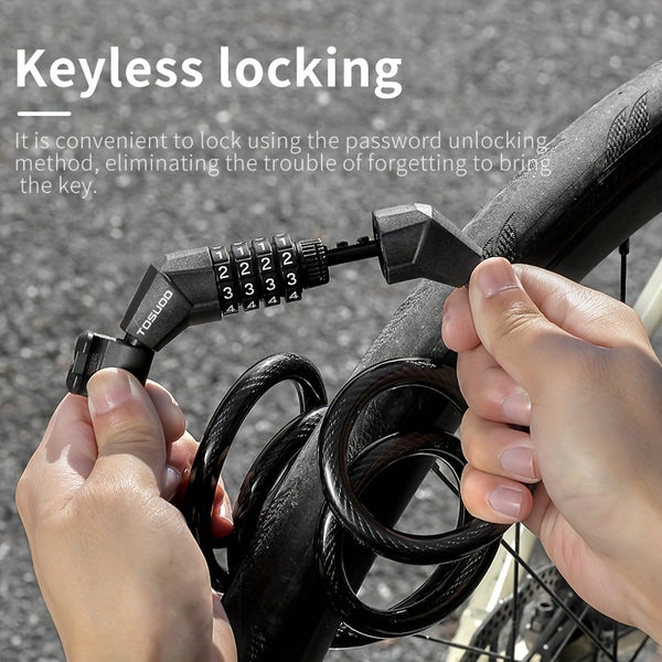 TOSUOD Anti-Theft 4-Digit Code Lock Bike Lock - Heavy-Duty Aluminum Alloy Chain Lock with 4-Digit Combination